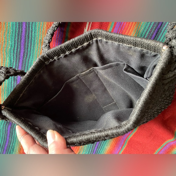 Vintage 1960’s Black Macrame Cord Shoulder Bag Purse! Excellent Condition! - Picture 4 of 10